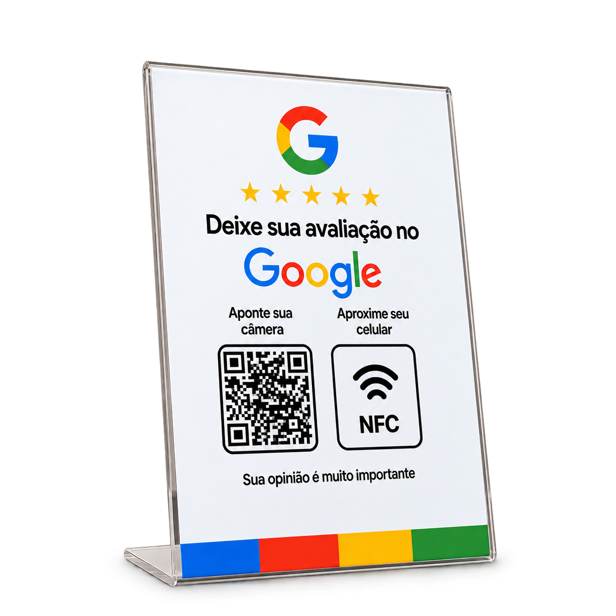 Placa Avalia+ 10x15 cm com QR Code e NFC para avaliações no Google
